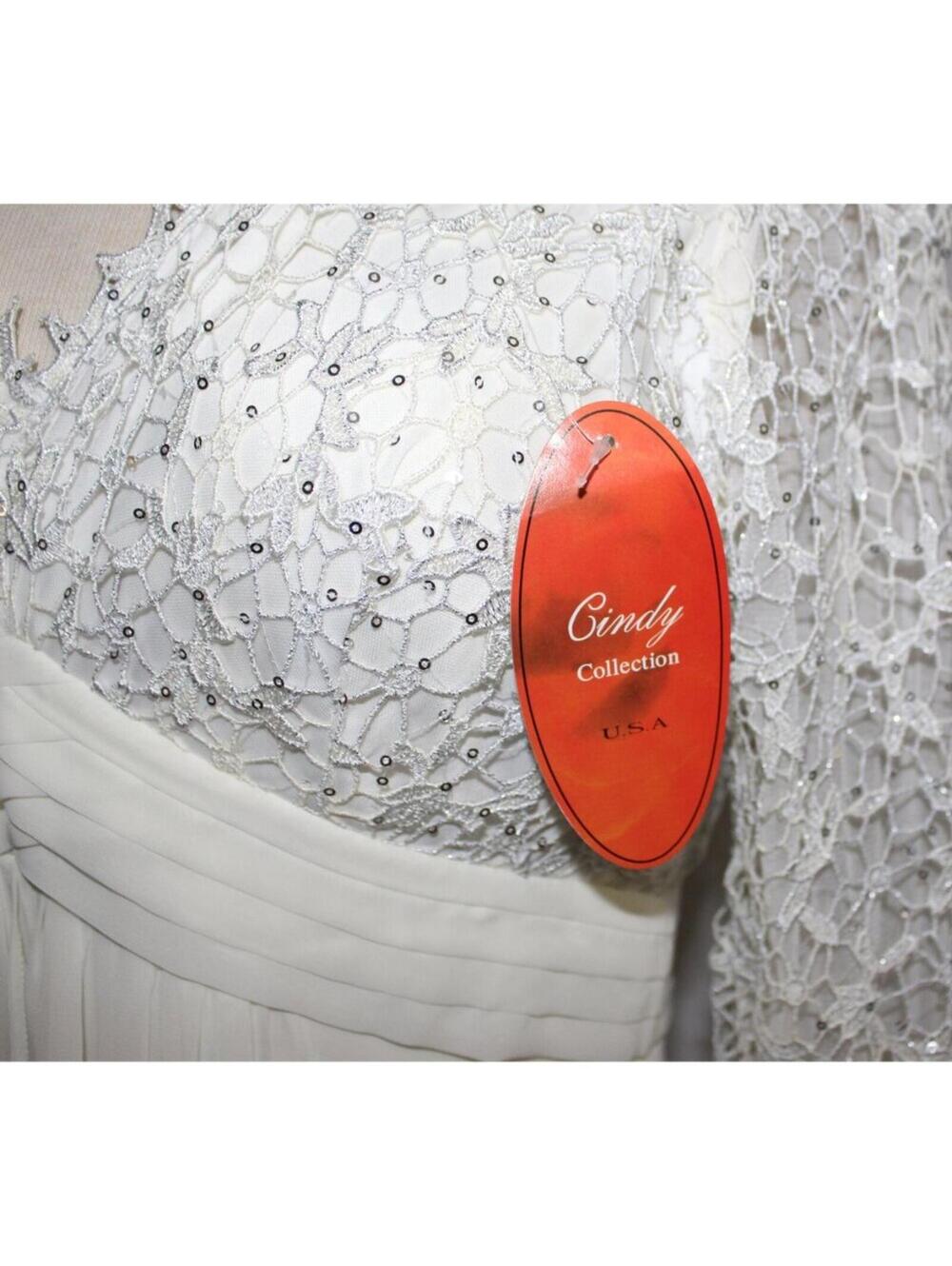 Cindy #1398 Chiffon & Lace Long Formal or Wedding Gown-Size M-IVORY-NWT - Picture 5 of 5